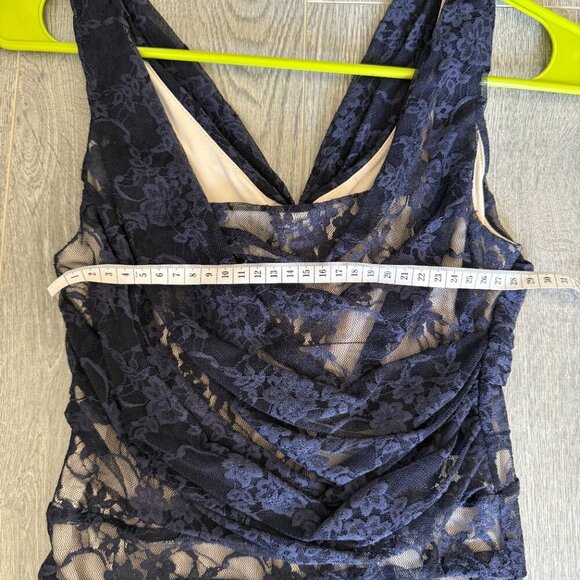 Navy Blue Lace Mini Bodycon Dress - Size S - Picture 4 of 6